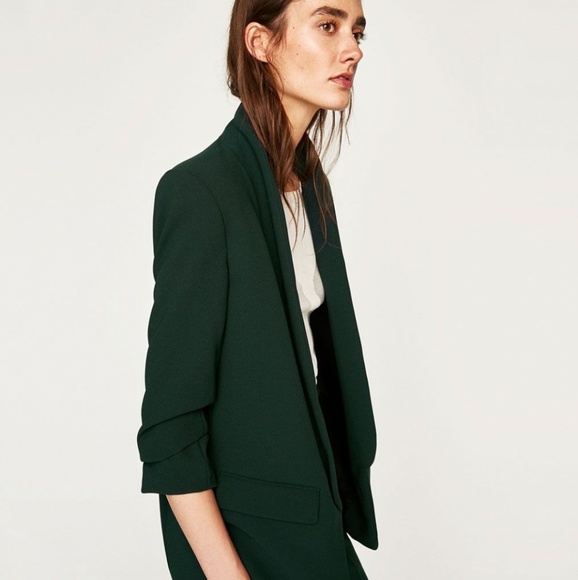 zara green blazer